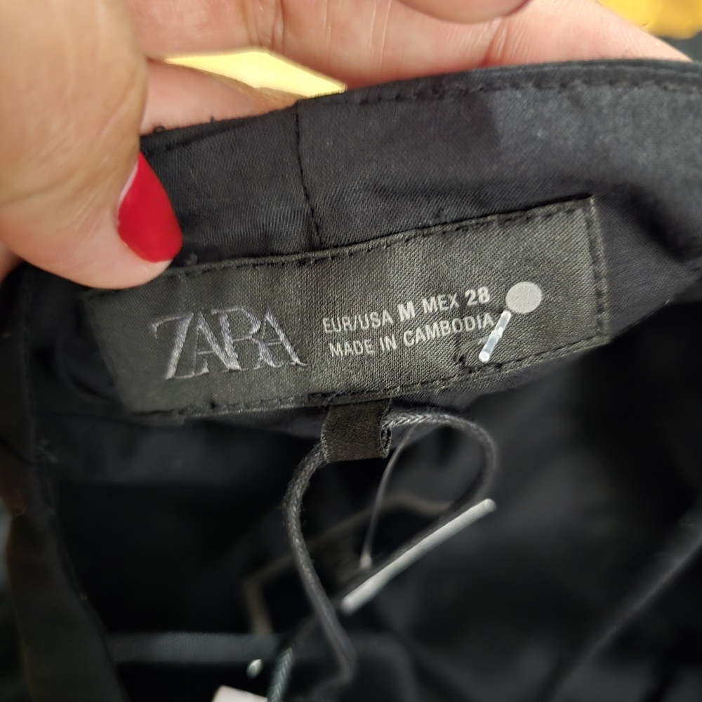 Zara Black Spaghetti-Strap Skater Mini Dress - Picture 5 of 6